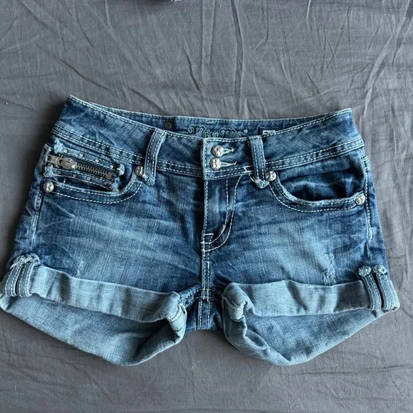 Miss Me Short Shorts with Embellishments & Zippers - Picture 1 of 4